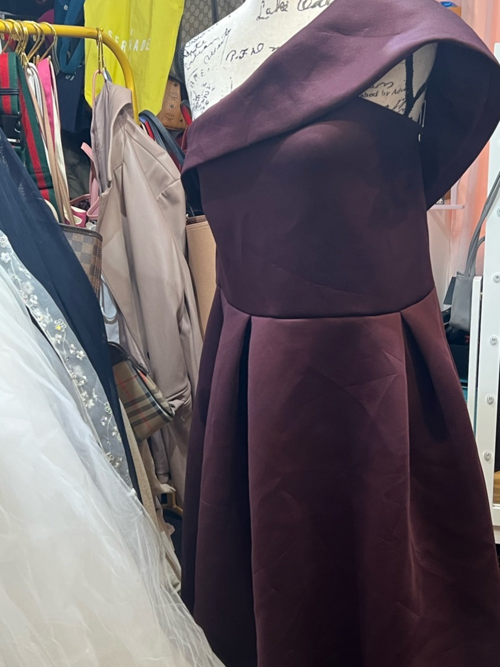 ASOS Curve One-Shoulder Fit & Flare Dress in Deep Wine. High low dress